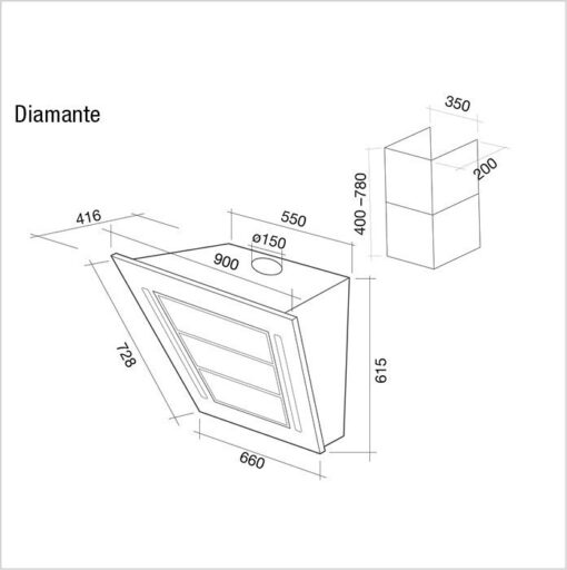 Hotte de ventilation DIAMANTE 90 FALMEC