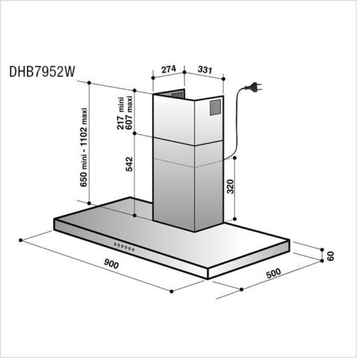 Hotte de ventilation DHB7952W DE DIETRICH