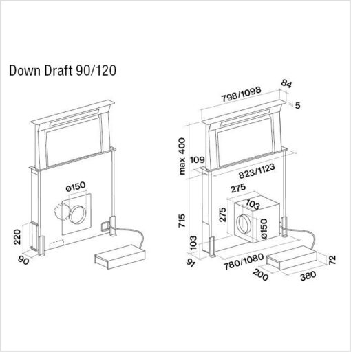 Hotte de ventilation DOWNDRAFT 90 N FALMEC