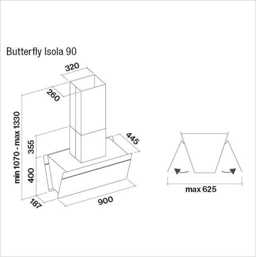 Hotte de ventilation BUTTERFLY ISOLA 90 N FALMEC