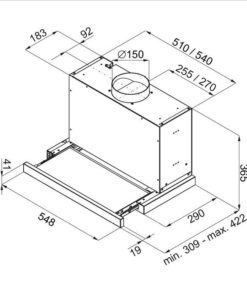 Hotte de ventilation en métal extra-plate SLIDE 55 N FORS