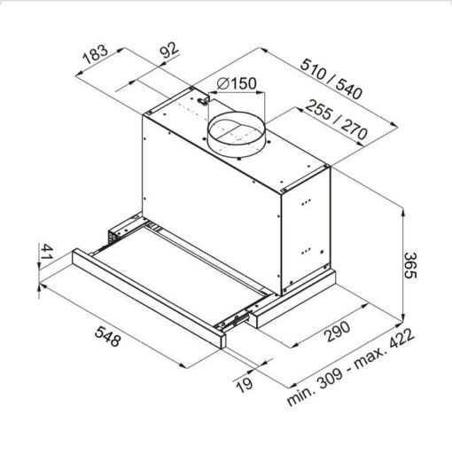 Hotte de ventilation en métal extra-plate SLIDE 55 N FORS