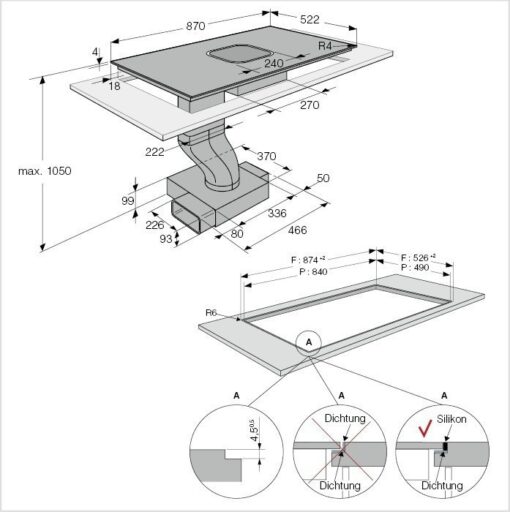 HIHM934M ASKO Table à induction avec hotte intégrée 90 cm