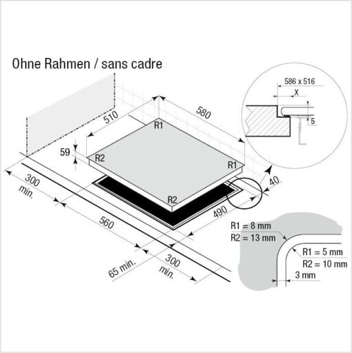 BRANDT Plan de cuisson induction 58 cm BPI6420B