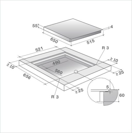 DE DIETRICH Induction 65 cm DPI7652B