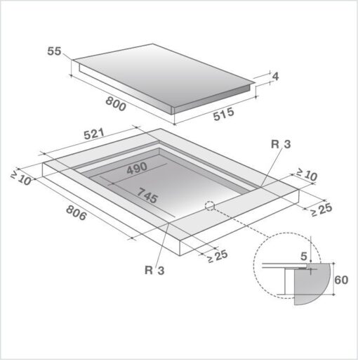 DE DIETRICH Plan de cuisson induction 80 cm DPI7884XS