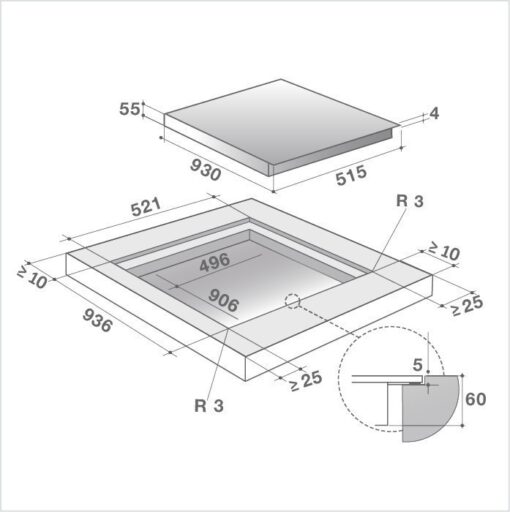 DE DIETRICH Plan de cuisson induction 90 cm DPI7969XS