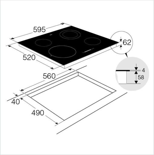 ASKO Vitrocéramique 60 cm HCL614G