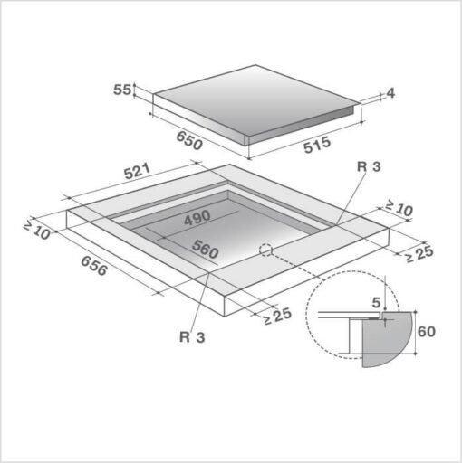 DE DIETRICH Plan de cuisson induction 65 cm DPI7688XT