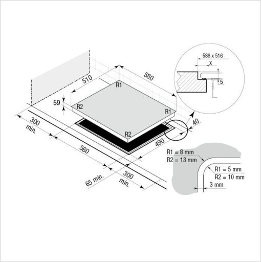 BRANDT Plan de cuisson induction 58 cm BPI164DUB