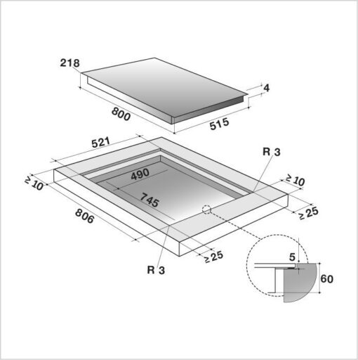 DE DIETRICH Plan de cuisson induction 80 cm DPI7888BH