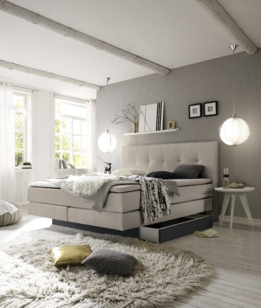 Lit boxspring incl. espace de rangement Miami Hasena 160x200 cm Beige / Anthracite – Image 2