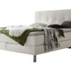 Lit boxspring Fleur Hasena 140x200 cm Gris/Argenté / Blanc