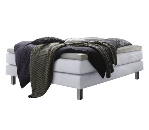 Lit boxspring Basio Hasena 160x200 cm Gris / Blanc