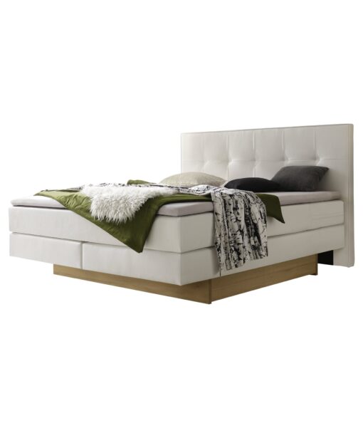 Lit boxspring incl. espace de rangement Miami Hasena 180x200 cm Blanc / Brun