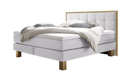 Lit boxspring Cottage Hasena 160x200 cm Blanc / Brun