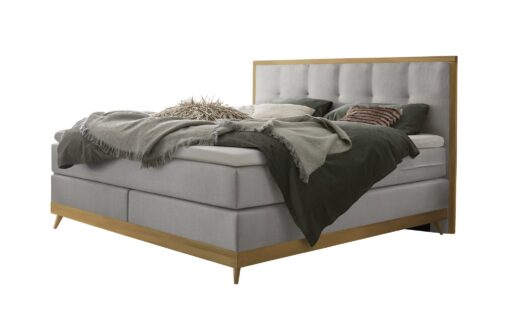 Lit boxspring Villa Hasena 160x200 cm Gris / Brun