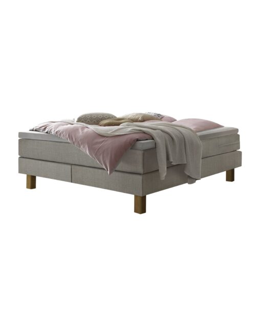 Lit boxspring Isoba Hasena 140x200 cm Gris / Brun