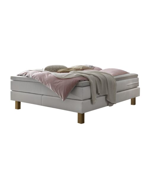 Lit boxspring Isoba Hasena 160x200 cm Blanc / Brun