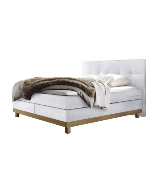 Lit boxspring Bella Hasena 180x200 cm Blanc / Brun