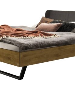 Lit Adriano Hasena Chêne bois massif 336-Kul smoke 140x200 cm Anthracite / Gris / Brun