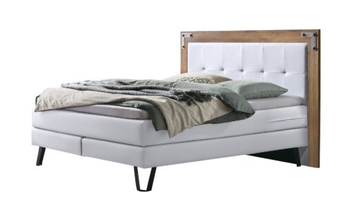 Lit boxspring Oakland Hasena 180x200 cm Gris / Blanc / Brun