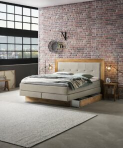 Lit boxspring incl. espace de rangement Texas Hasena 180x200 cm Beige / Brun_1