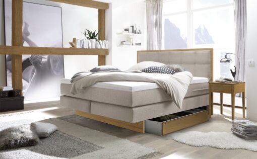 Lit boxspring incl. espace de rangement Ottawa Hasena 160x200 cm Beige / Brun_1