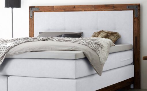 Lit boxspring Chicago Hasena 140x200 cm Blanc / Brun – Image 2