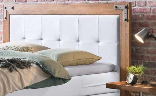 Lit boxspring Oakland Hasena 180x200 cm Gris / Blanc / Brun – Image 2