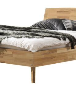 Lit Sambuco Hasena Hêtre coeur rouge bois massif 200x200 cm Brun