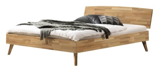 Lit Sambuco Hasena Hêtre coeur rouge bois massif 200x200 cm Brun